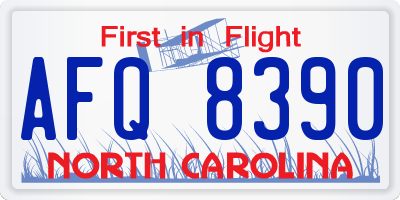 NC license plate AFQ8390