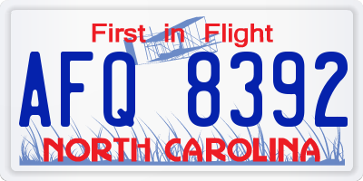 NC license plate AFQ8392