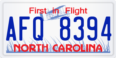 NC license plate AFQ8394