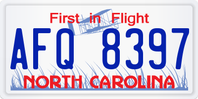NC license plate AFQ8397