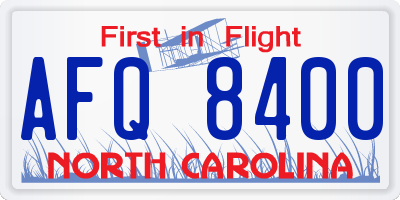 NC license plate AFQ8400