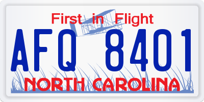 NC license plate AFQ8401