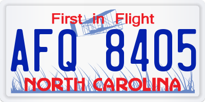 NC license plate AFQ8405