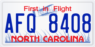 NC license plate AFQ8408