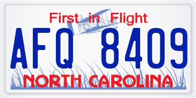 NC license plate AFQ8409