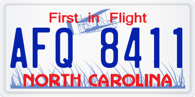 NC license plate AFQ8411