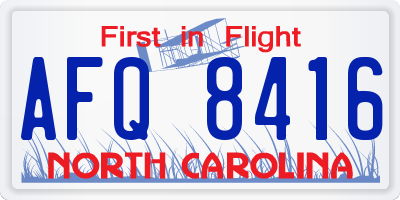 NC license plate AFQ8416