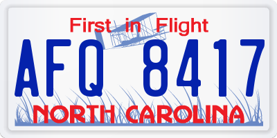 NC license plate AFQ8417