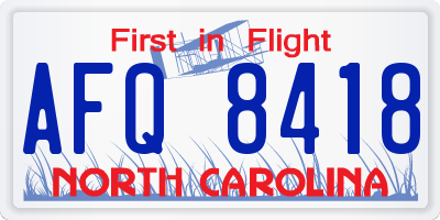 NC license plate AFQ8418