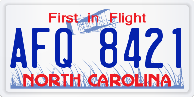 NC license plate AFQ8421