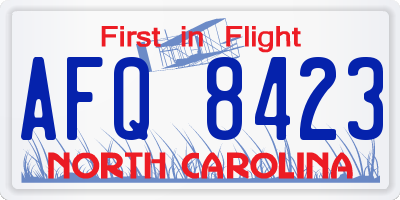 NC license plate AFQ8423