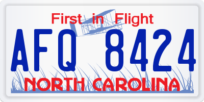 NC license plate AFQ8424