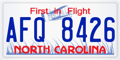 NC license plate AFQ8426