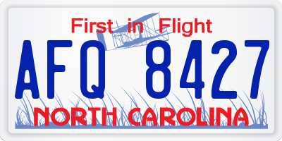 NC license plate AFQ8427