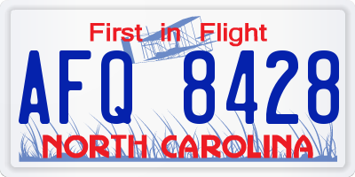NC license plate AFQ8428