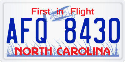 NC license plate AFQ8430