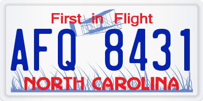 NC license plate AFQ8431