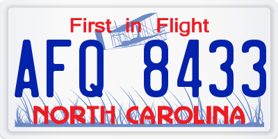 NC license plate AFQ8433