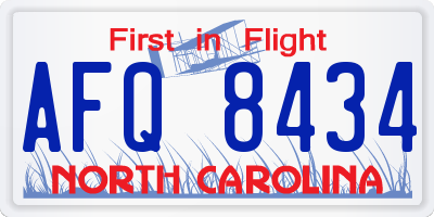 NC license plate AFQ8434