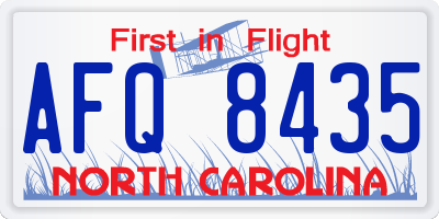 NC license plate AFQ8435