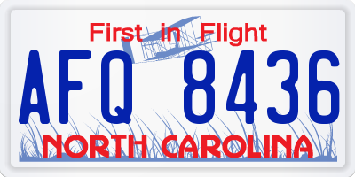 NC license plate AFQ8436