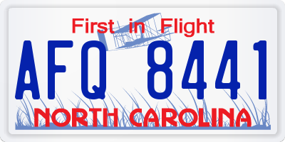 NC license plate AFQ8441