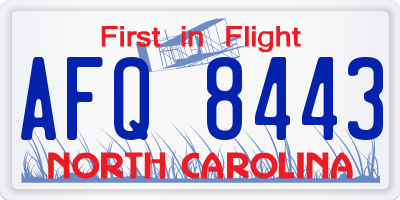 NC license plate AFQ8443