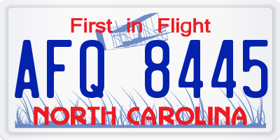NC license plate AFQ8445