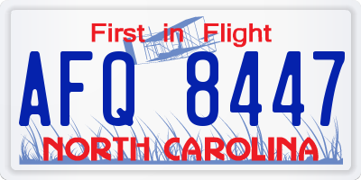 NC license plate AFQ8447