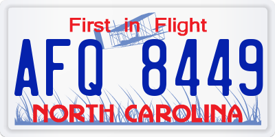 NC license plate AFQ8449