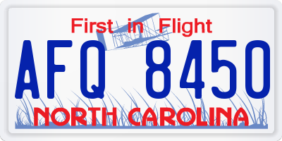 NC license plate AFQ8450