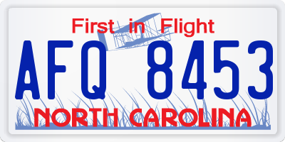 NC license plate AFQ8453