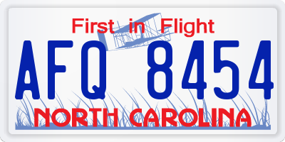 NC license plate AFQ8454