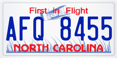 NC license plate AFQ8455