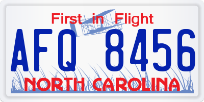 NC license plate AFQ8456