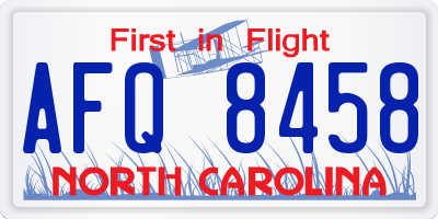 NC license plate AFQ8458