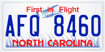 NC license plate AFQ8460