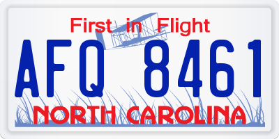 NC license plate AFQ8461