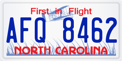NC license plate AFQ8462