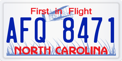 NC license plate AFQ8471