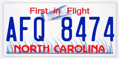 NC license plate AFQ8474