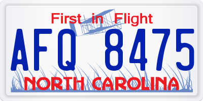 NC license plate AFQ8475