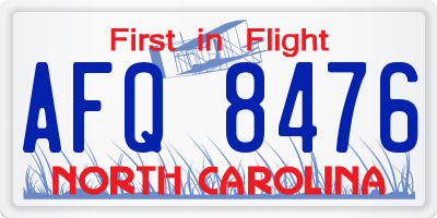 NC license plate AFQ8476