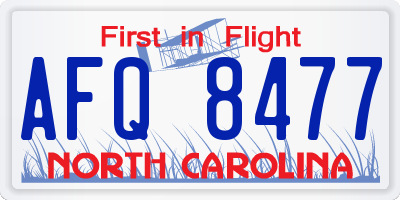 NC license plate AFQ8477