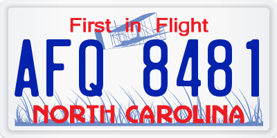 NC license plate AFQ8481