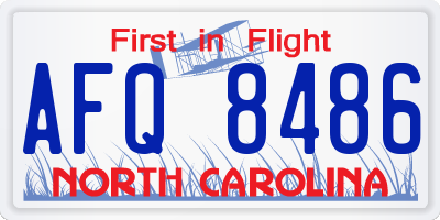 NC license plate AFQ8486