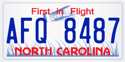 NC license plate AFQ8487