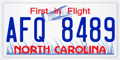 NC license plate AFQ8489