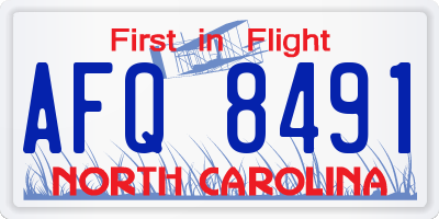 NC license plate AFQ8491