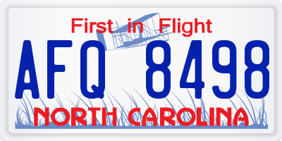 NC license plate AFQ8498